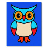 Playful Blue Owl Cartoon Area Rug