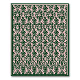 Elegant Pink Green Floral Damask Area Rug