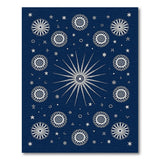 Navy Celestial Mandala Area Rug with Snowflakes