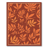 Vintage Orange Leaf Silhouette Area Rug