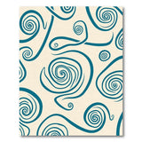 Teal Swirl Abstract Area Rug on Cream