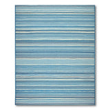 Blue Striped Coastal Beach Rug