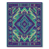 Teal Indigo Geometric Heritage Tribal Rug