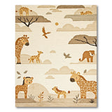 Playful Savanna Giraffe Lion Kids Rug
