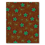 Vibrant Red Green Floral Brown Area Rug