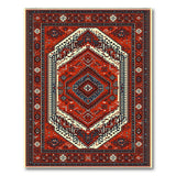 Red Traditional Persian Area Rug with Geometric Medallion