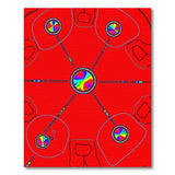 Red Rainbow Pinwheel Abstract Area Rug