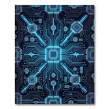 Neon Blue Circuit Board Area Rug