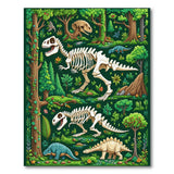 Dinosaur Jungle Skeletons Kids Area Rug