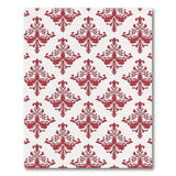 Red Damask Floral Pattern Area Rug
