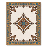 Ornate Teal and Gold Persian Medallion Rug