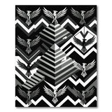 Geometric Eagle Pyramid Black White Area Rug