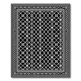 Black White Intricate Geometric Lattice Area Rug