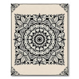 Black and White Intricate Mandala Black White Area Rug