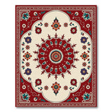 Vibrant Red Persian Floral Medallion Rug