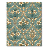 Teal Lily Damask Floral Area Rug