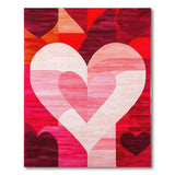 Red Layered Red Hearts Geometric Area Rug