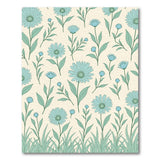 Teal Chamomile Floral Pattern Area Rug