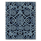 Intricate Blue Star Lattice Geometric Rug