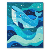 Playful Cartoon Blue Whale Ocean Area Rug