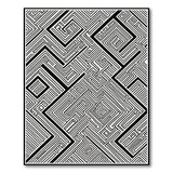 Geometric Modern Black and White Black White Geometric Maze Labyrinth Rug