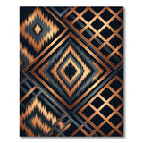 Black Gold Diamond Lattice Geometric Rug