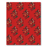 Vibrant Red Leaf and Pod Pattern Area Rug