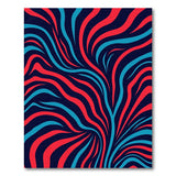 Swirling Red and Teal Abstract Wave Area Rug