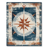 Distressed Nautical Compass Area Rug