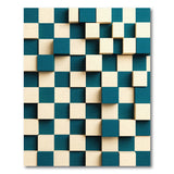 Teal Ivory 3D Geometric Cube Area Rug