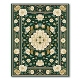 Emerald Green Floral Vintage No. 2 Area Rug