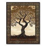 ODIKA Celtic Tree of Life Washable Area Rug - Vintage Earth Tone Low Pile Non-Slip Rug