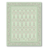 Mint Green Rug with Pink Ornate Borders