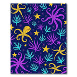 Whimsical Octopus Starfish Seaweed Navy Rug