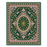 Green Emerald Green Blush Pink Floral Vintage Rug