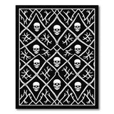 Skull Thorn Lattice Black White Area Rug