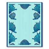Coastal Beach Blue and Teal Teal Seashell Coastal Area Rug