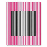 Pink Framed Black White Striped Rug