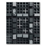 Grey Geometric Concrete Grid Rug
