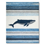 Navy Whale Blue Striped Coastal Rug