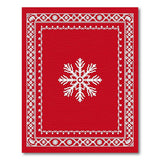 Red Red Snowflake Ornate Border Area Rug