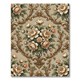 Elegant Beige Peony Floral Vintage Area Rug