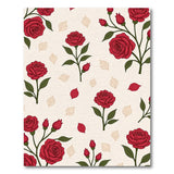 Red Rose Floral Pattern Area Rug