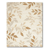 Cream Beige Leaf Motif Area Rug