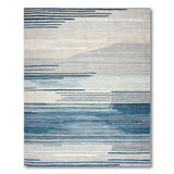 Blue Striped Geometric Area Rug