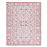 Washable Pink Floral Vintage Washable Area Rug