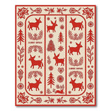 Red Fawn Fir Tree Folk Art Rug
