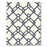 Black and White Navy Geometric Trellis Area Rug