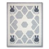 Whimsical Grey Bunny Geometric Area Rug