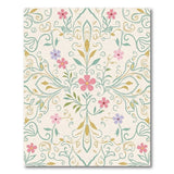 Vintage Floral Area Rug with Pink Blooms Teal Vines